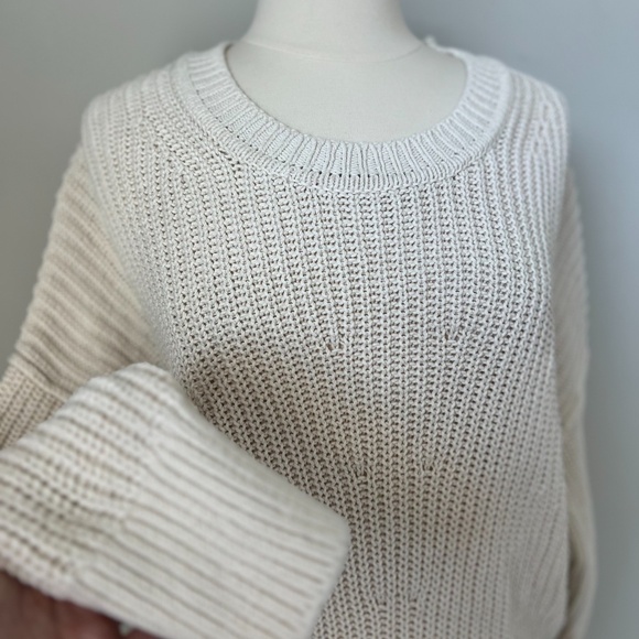Banana Republic 100% Organic Cotton Chunky Knit Oversized Boxy Sweater Large - Picture 2 of 16